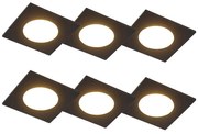 Zewnetrzna Zestaw 6 wpuszczanych reflektorów czarnych w komplecie z LED 3-stopniowy ściemniacz IP65 - Simply Nowoczesny Oswietlenie zewnetrzne