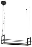 Lampa wisząca czarna z półką w komplecie z diodą LED, 3-stopniowy ściemniacz - Cage RackPrzemysłowy Oswietlenie wewnetrzne
