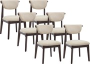 Zestaw 6 krzeseł z teksturowanej tkaniny i drewna kauczukowca  - Beżowe - GABIEL