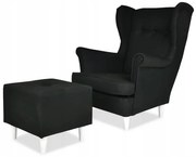 Uszak z pufą fotel skandynawski czerń PRODUCENT