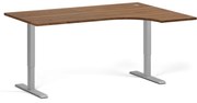 Narożne biurko z regulacją wysokości, 160x120 cm, 2 silniki, L/P, szara podstawa, orzech