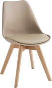 Carlotta - Krzesło z ekoskóry w kolorze beżowym, polipropylenowe, 4 sztuki