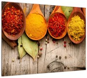 Obraz - Przyprawy na drewnie (70x50 cm)