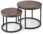 Zestaw okrągłych stolików kawowych w kolorze orzecha F8-S58