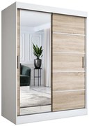 Szafa przesuwna biel + dąb sonoma 150 cm P8-M64