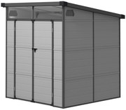 Outsunny 1,9 x 1,9 m Domek Ogrodowy, Schowek na Narzędzia z Tworzywa, Zamykane Drzwi, 2 Otwory Wentylacyjne, Jasnoszary