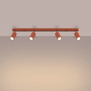 Lampa sufitowa nowoczesny Briix, stal - 4 źródło światła 3000K - L.81 x H.17 cm - ochra czerwona