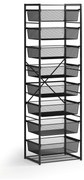 Otwarty regał koszowy, 8x kosz z drobną siatką, TYP VIII, 600 × 460 × 2020 mm, czarny
