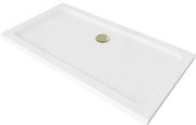 Mexen Flat brodzik prostokątny slim 120 x 70 cm, biały, syfon złoty - 40107012G
