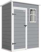 Outsunny Szopa na narzędzia z tworzywa sztucznego 1,14m² 151 x 92 x 193cm Szopka z dachem pochyłym Okno Szary