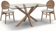 Stół z przezroczystego szkła i naturalnego drewna, 160x90 cm - SILVER LAKE