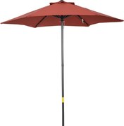 Outsunny Parasol Ø196 cm z funkcją kąta, sześciokątny parasol balkonowy dla plaży balkonu ogrodu, Bordowy