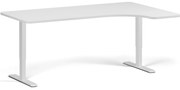 Biurko z regulacją wysokości, 180x120 cm, 2 silniki, L/P, biała podstawa, biały