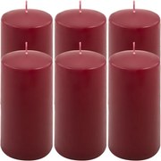 Zestaw świec słupkowych, 15 cm, Ø 7,5 cm, bordowy, 6 szt.