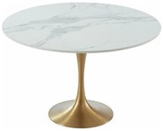 Stół jadalniany NORAH – 4-osobowy – marmur i metal – kolor biały i złoty
