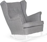 Fotel Uszak bujany wzór pepitka białoczarny ONA