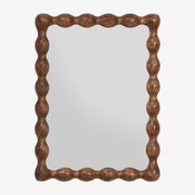 Prostokątne Lustro Ścienne Z Drewna Mango Tessaia Ciemny Drewniany Uchwyt & 60 X 80 Cm - Sklum