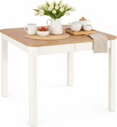 Biały + dąb artisan rozkładany stół kwadratowy do salonu K2-N28