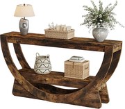 Stół konsolowy 160 cm, industrialny stół wejściowy dwuosobowy z półkami do przechowywania