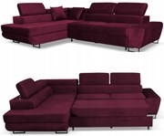 Narożnik rogówka rozkładany f spania Bosso lewy Family meble bordowy welur