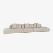 Sofa Modułowa Cardea 3-częściowa Z Podwójnym Tapicerowanym Szezlongiem Tkanina Bouclé W Kolorze Kremowo-beżowym - Sklum