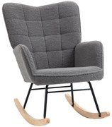 HOMCOM Fotel na biegunach Funkcja swing Łatwe czyszczenie Maksymalny udźwig 120 kg, poliester, kolor ciemnoszary | Aosom PL