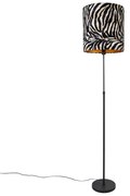 Lampa stojąca czarna klosz w zebrę 40 cm regulowana - Parte klasyczny/Antyczny Oswietlenie wewnetrzne