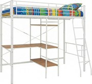 Białe metalowe łóżko z biurkiem i regałem 90x200 cm R7-Z44