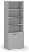 Szafa biurowa kombinowana PRIMO GRAY, drzwi na 2 poziomach, 800 x 420 x 2128 mm, szara