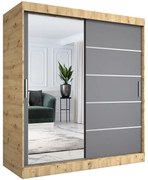 Szafa przesuwna 180 cm dąb artisan + antracyt R0-C08