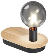 Ledvance - Dotykowa lampa stołowa DECOR WOOD 1xE27/8W/230V z USB