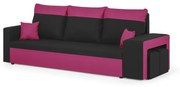 Kanapa sofa 3 os z funkcją spania DAKOTA2 Czarny/Różowy