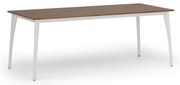 Stół konferencyjny do biura PRIMO OMEGA, 200x90 cm, biała podstawa, orzech