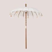 Parasol Ø186 Cm Z Tkaniny I Drewna Manavai Gardenia Biel - Sklum