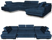 Narożnik kształt U rozkładany f. spania Bosso Family meble granatowy welur