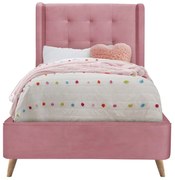 ESTELLA 90 cm łóżko różowy pojedyncze tapicerowane velvet zagłówek