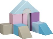 HOMCOM 11-elementowy zestaw klocków piankowych do zabawy i wspinaczki, dla dzieci, 1-3 lata, Pokrycie z skóry ekologicznej, Kolorowy