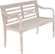 DIVERO 2-osobowa ławka ogrodowa - 119 cm, teak, biały shabby
