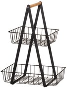 Dwupoziomowy stojak do przechowywania z bambusową rączką