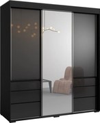 Szafa przesuwna z lustrem Torino 3D1L 180 Czarna (lacobel)