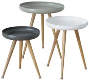 Stolik pomocniczy Masdour, 3 sztuki, drewniane nóżki