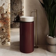 Massi Umywalka z konglomeratu wolnostojąca RONA Duo Wine red Glow ze szklaną półką i korkiem | Różne kolory