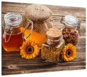 Obraz - Martwa natura z słoikami miodu (70x50 cm)