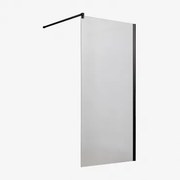 Stała Ścianka Prysznicowa Z Hartowanego Szkła 8 Mm I Aluminium Bristol Czarny Matowy & Transparent & 80 X 195 Cm - Sklum