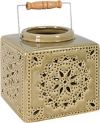 Latarnia ceramiczna Nara zielony, 16 x 16,5 x 16  cm