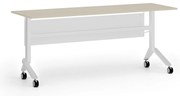 Mobilny stół PRIMO MOVE, 180x60 cm, biała podstawa, brzoza