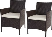 Fotel rattanowy Halden (zestaw 2 sztuk),  brązowo-motylkowy, kremowe poduszki