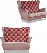 Sofa kanapa uszak CAROL DUO skandynawska Family Meble różowo - czerwona