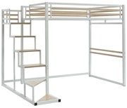 Łóżko antresola 140 x 200 cm - Metal i MDF - Biały - JOGUI