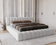 Emporius Como łóżko z pojemnikiem do sypialni - łózko tapicerowane 180x200, nowoczesny styl - duże łózko, gruba pianka - tkanina velvet, jasny szary (Whisper 16)